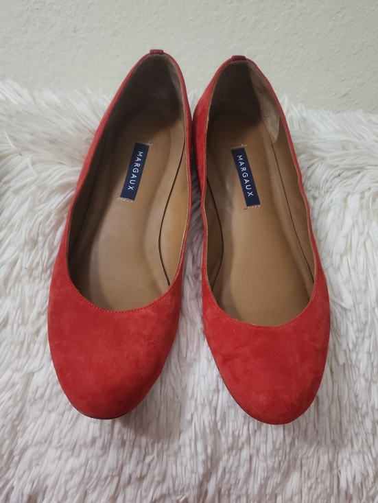 Margaux Shoes - Margaux Red Suede Round-Toe Ballet Flats